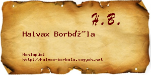 Halvax Borbála névjegykártya